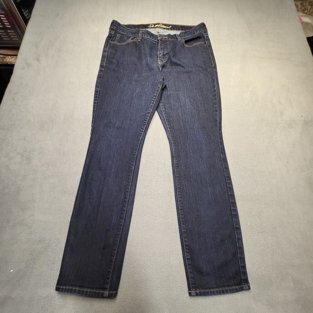Old‎ Navy Jeans Womans 8 Blue Sweetheart Straight Leg Distressed Stretch Denim